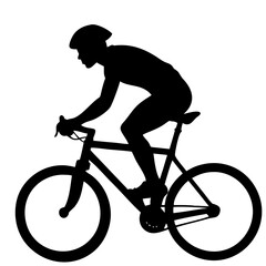 Obraz premium One cyclist riding isolated on white background