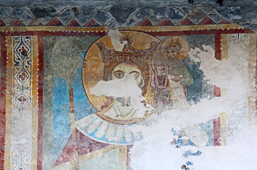 San Cristoforo; affresco esterno della chiesa di Sant'Agata a Moltrasio (Como)