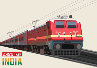 Vector Illustration Modern Express Train of India © Huq