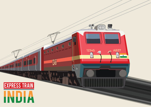 Vector Illustration Modern Express Train of India