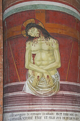 Cristo morto con i segni della Passione; affresco nella chiesa di Santa Maria del Carmine a Pavia