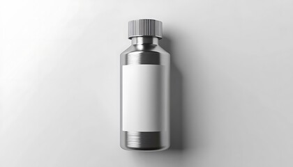 Mockup of a metal bottle on a white background. 3d rendering