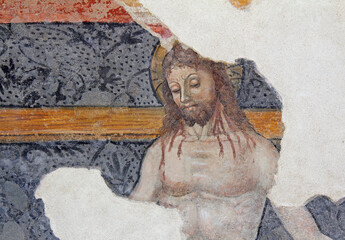 Cristo morto; frammento di affresco nella chiesa di Santa Maria del Carmine a Pavia