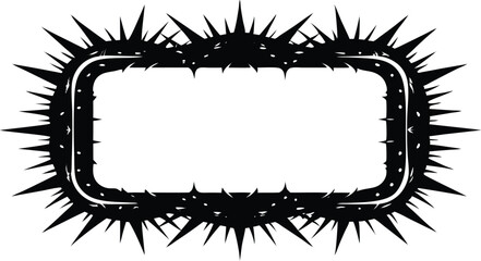Black decorative frame with spiky edges, empty space for text, vector illustration.