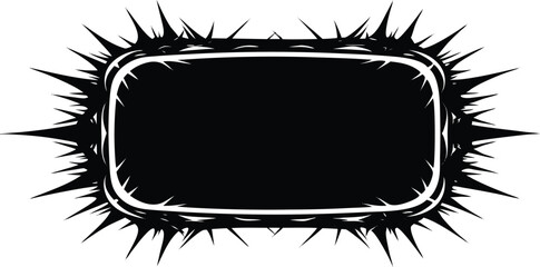 Black vintage frame with spiky edges, vector illustration.