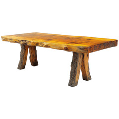 A old wooden brown table with white background