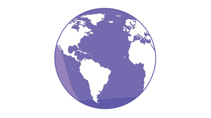 Obraz premium Purple and white globe illustration featuring simplified continents flat vector illustration