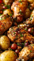 Roasted Chicken Drumsticks with Potatoes and Grapes