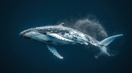 Fototapeta premium Majestic whale in deep ocean. Powerful, graceful creature