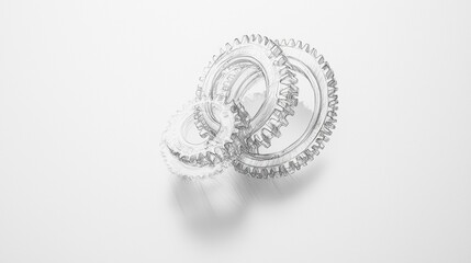 Fototapeta premium Interconnected gears demonstrating mechanical synergy in a minimalist setting