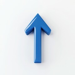 Blue arrow pointing up direction isolated on white background