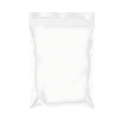 Mockup of a clear resealable plastic bag standing upright,Clear glossy plastic bag with zip lock on transparent
