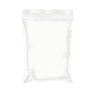 Mockup of a clear resealable plastic bag standing upright,Clear glossy plastic bag with zip lock on transparent