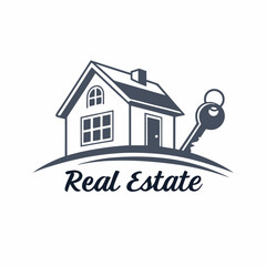 Simple, stylized graphic of a house and key, evoking a sense of security, ownership, and real estate.