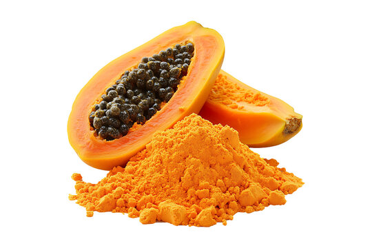 Papaya Powder Isolated on Transparent Background PNG Image.