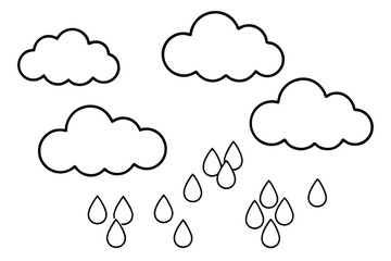 Different Cloud and Rain Vector Elements