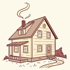 illustration of a house in a forest