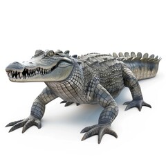 Fototapeta premium A formidable crocodile, posed against a pristine white backdrop.