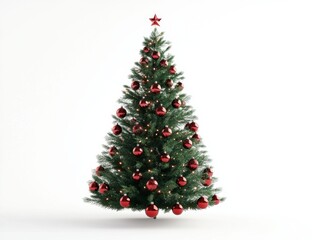 Elegant Christmas Tree with Red Ornaments and Star