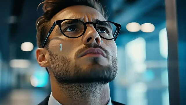 Thoughtful Businessman in Modern Office