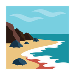 tide washing rocky coastline