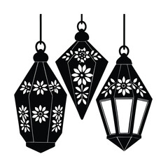 Lantern Shaped Cutouts With Trailing Floral Pattern