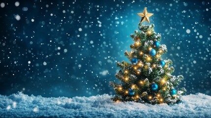 Snowy Christmas Tree: A Serene Winter Scene