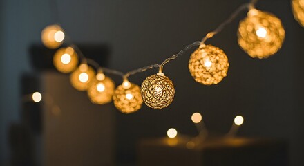 String Lights Glowing with Warm Light Spheres Decoration