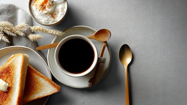 Delicious Sandwich and Coffee on a Table Setting