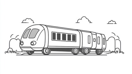 Simple Line Art Train on Track