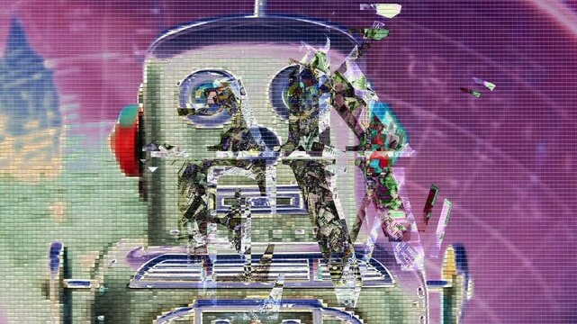 retro robot fake news loop