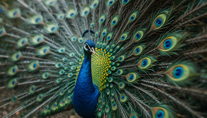 Obraz premium Majestic Peacock: Stunning Feathers and Vibrant Colors