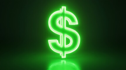Obraz premium Glowing Green Dollar Sign Finance and Wealth Concept