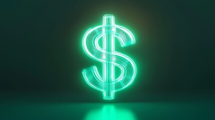 Obraz premium Glowing Green Dollar Sign Finance and Wealth Concept