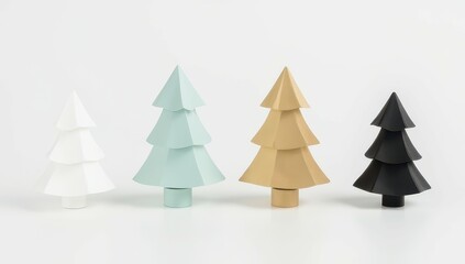 Obraz premium Stylish Minimalist Paper Christmas Trees Decoration