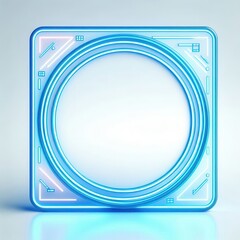 A sleek, modern graphic design element featuring a glowing circular shape inside an outlined square, perfect for technology, digital art, and branding projects.