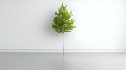 Obraz premium Solitary tree in a white room