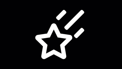 Icon star shooting is distorted. Glitch. Noise, chromatic aberration, geometric distortion. Transparent background, looped. In-Out looped. Alpha BW at the end - Powered by Adobe