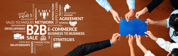 A dynamic business meeting highlighting teamwork and networking in a B2B context, emphasizing...