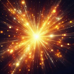 Fototapeta premium A stunning burst of golden light with radiant beams, ideal for creative projects, celebratory themes, and digital art backgrounds.