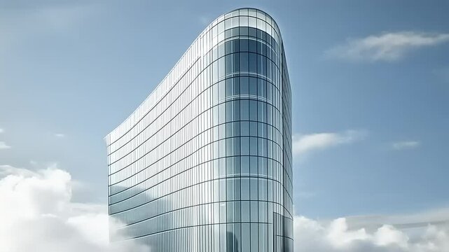 Modern Glass Skyscraper Above Clouds: Architectural Marvel