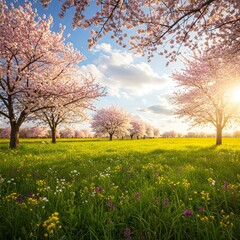 spring landscape with flowers