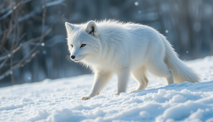 Obraz premium Arctic Fox in Winter Snow: Wildlife Photography