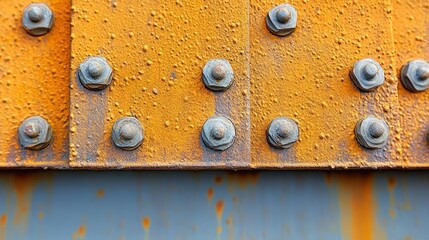 Rusty orange metal beams with rivets