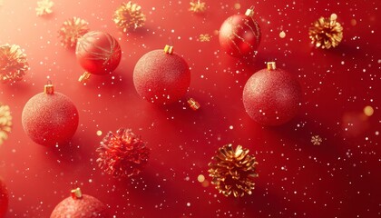 Red Christmas Ornaments: Festive Glitter and Gold Accents