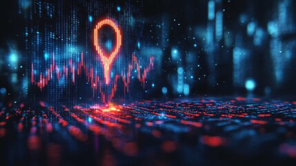 Data Visualization with Location Pin over Digital Background