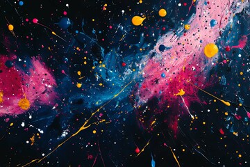 Colorful splattered paint creating abstract art with multiple colors