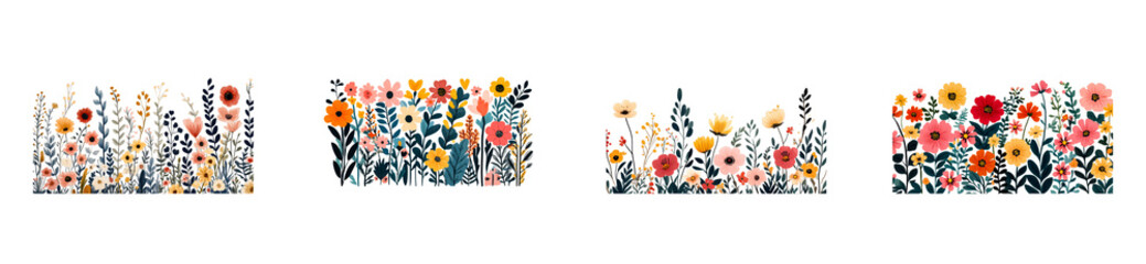 Colorful flower patterns with a bright colored background