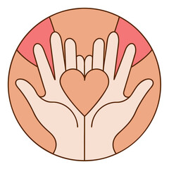 Obraz premium Helping hands with heart held in arms illustration