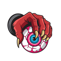 devil hand holding eyeball vector illustration design